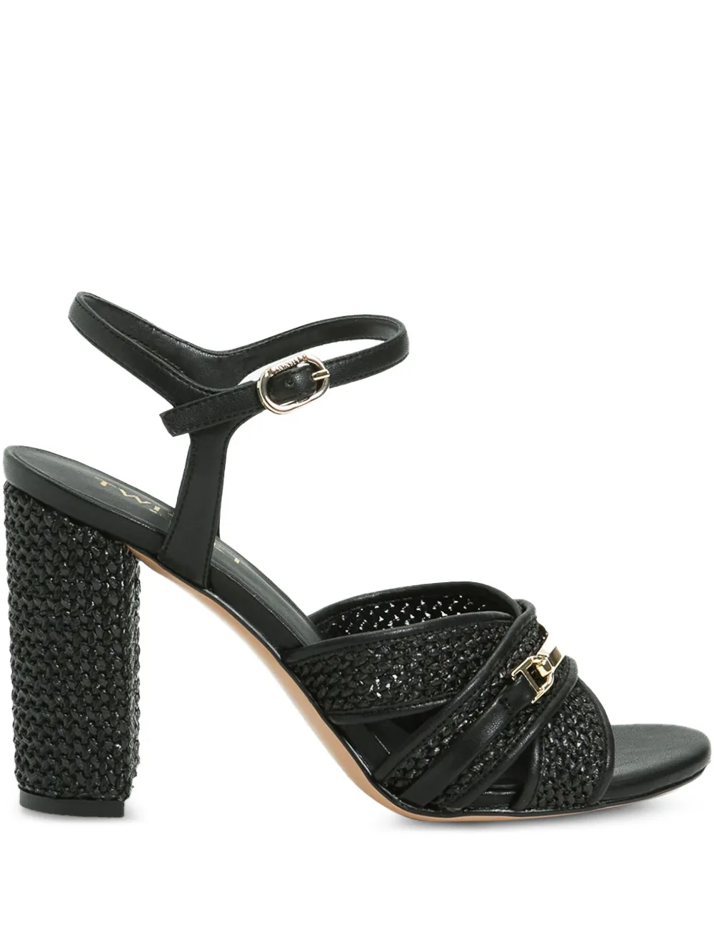 TWINSET 100 mm geweven sandalen met gesp Zwart