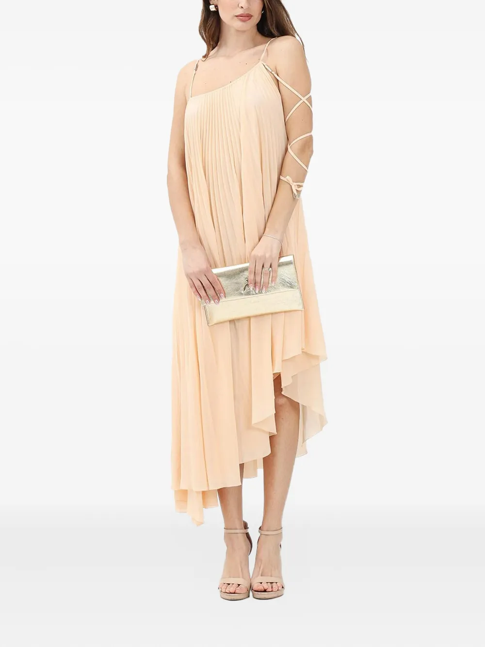 Patrizia Pepe pleated asymmetric dress | Neutrals | Image 1