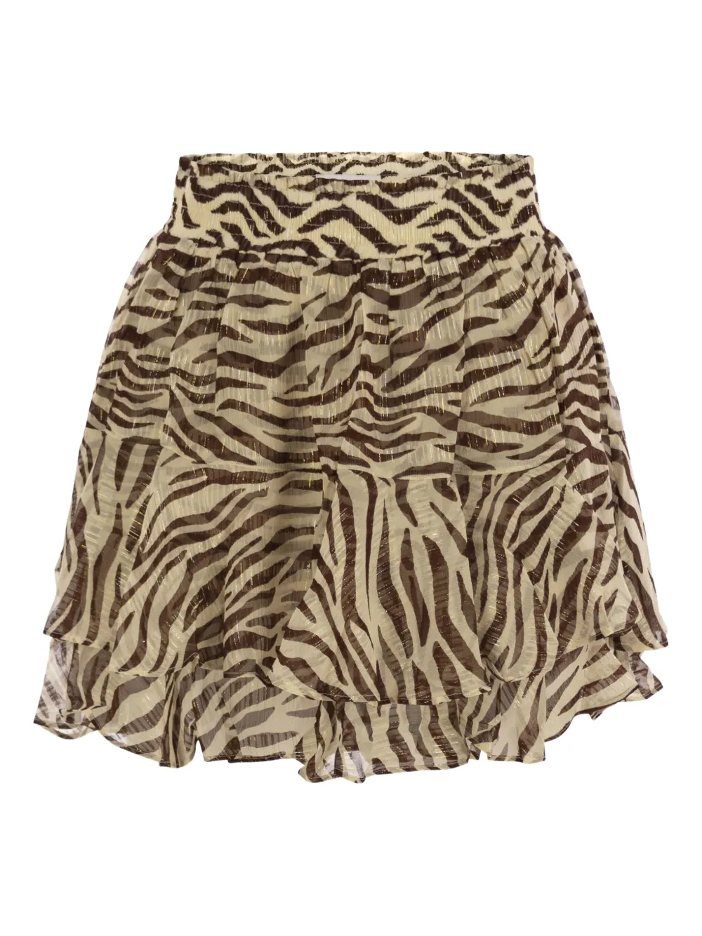 Mc2 Saint Barth Eivissa Zebra-print Ruffled Mini Skirt In Neutral