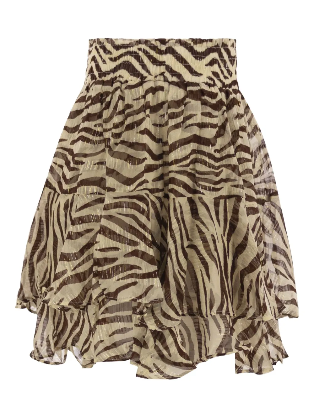 Mc2 Saint Barth Eivissa Zebra-print Ruffled Mini Skirt In Neutral