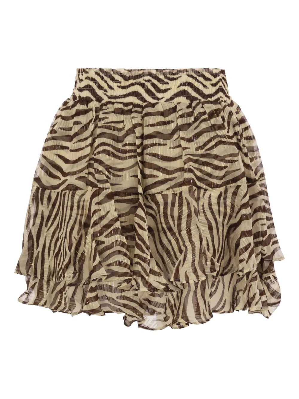 Mc2 Saint Barth Eivissa Zebra-print Ruffled Mini Skirt In Neutral