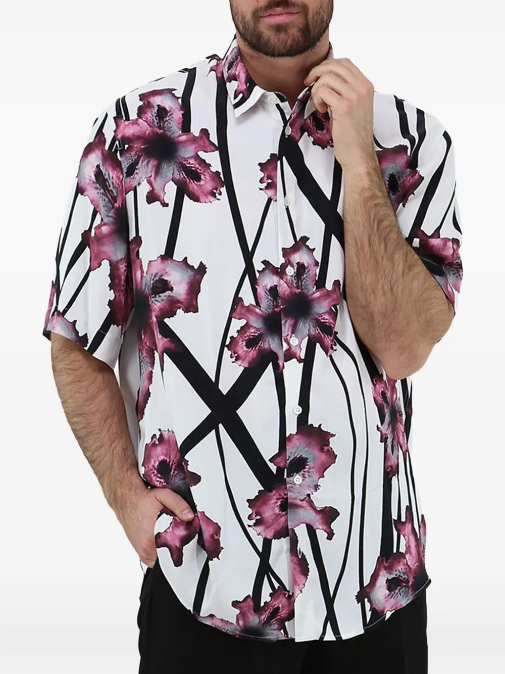 Patrizia Pepe floral-print short-sleeve shirt | White | Image 1