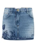 Elisabetta Franchi embroidered-flowers denim mini skirt - Blue