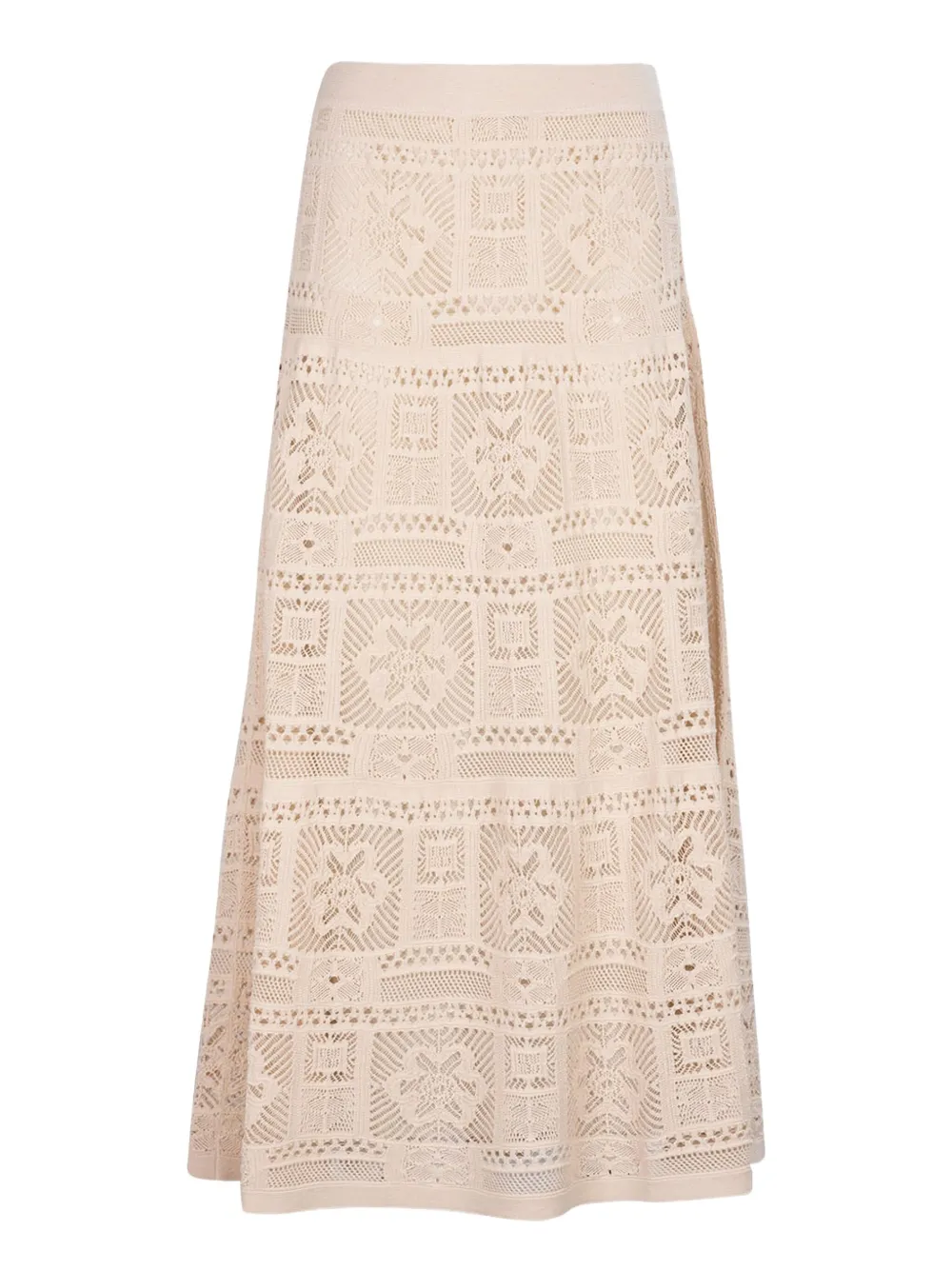 D.Exterior crochet-pattern flared skirt | Neutrals | Image 1