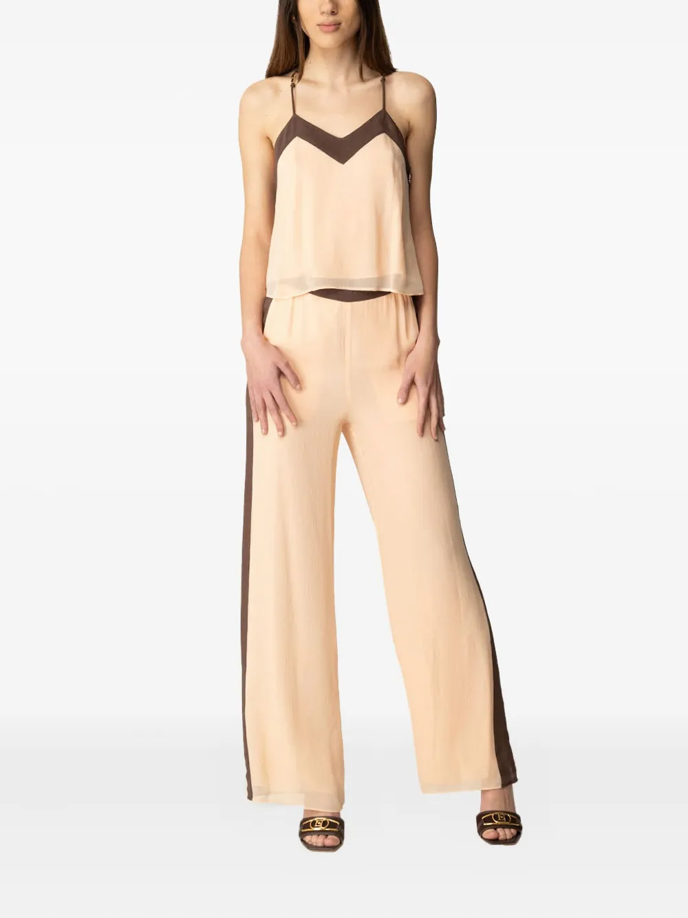 Patrizia Pepe Broek met zijstreep Beige