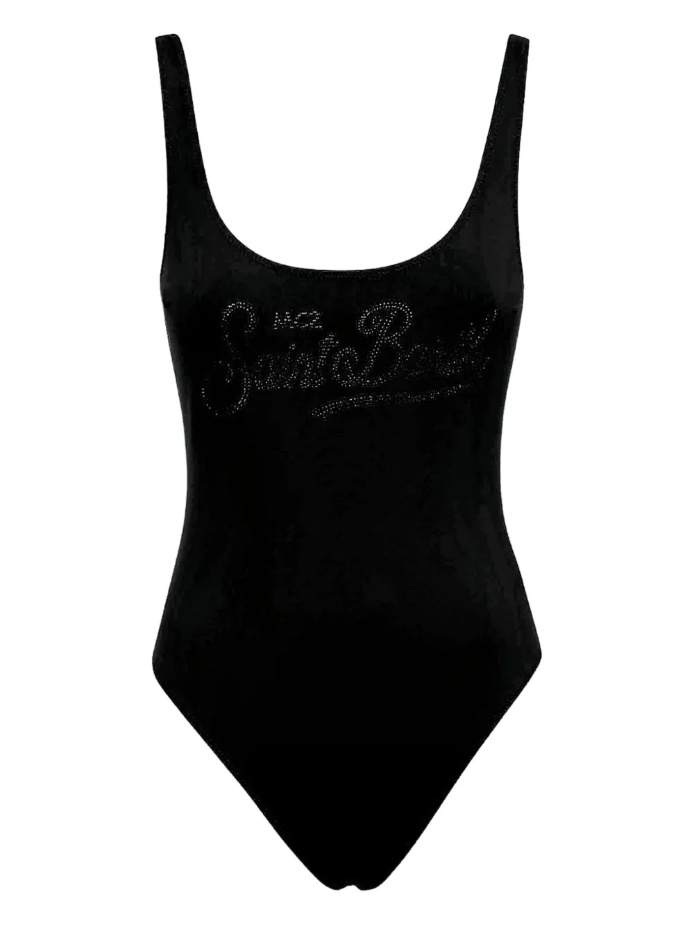 Mc2 Saint Barth Rhinestone-embellished Swimsuit In Black
