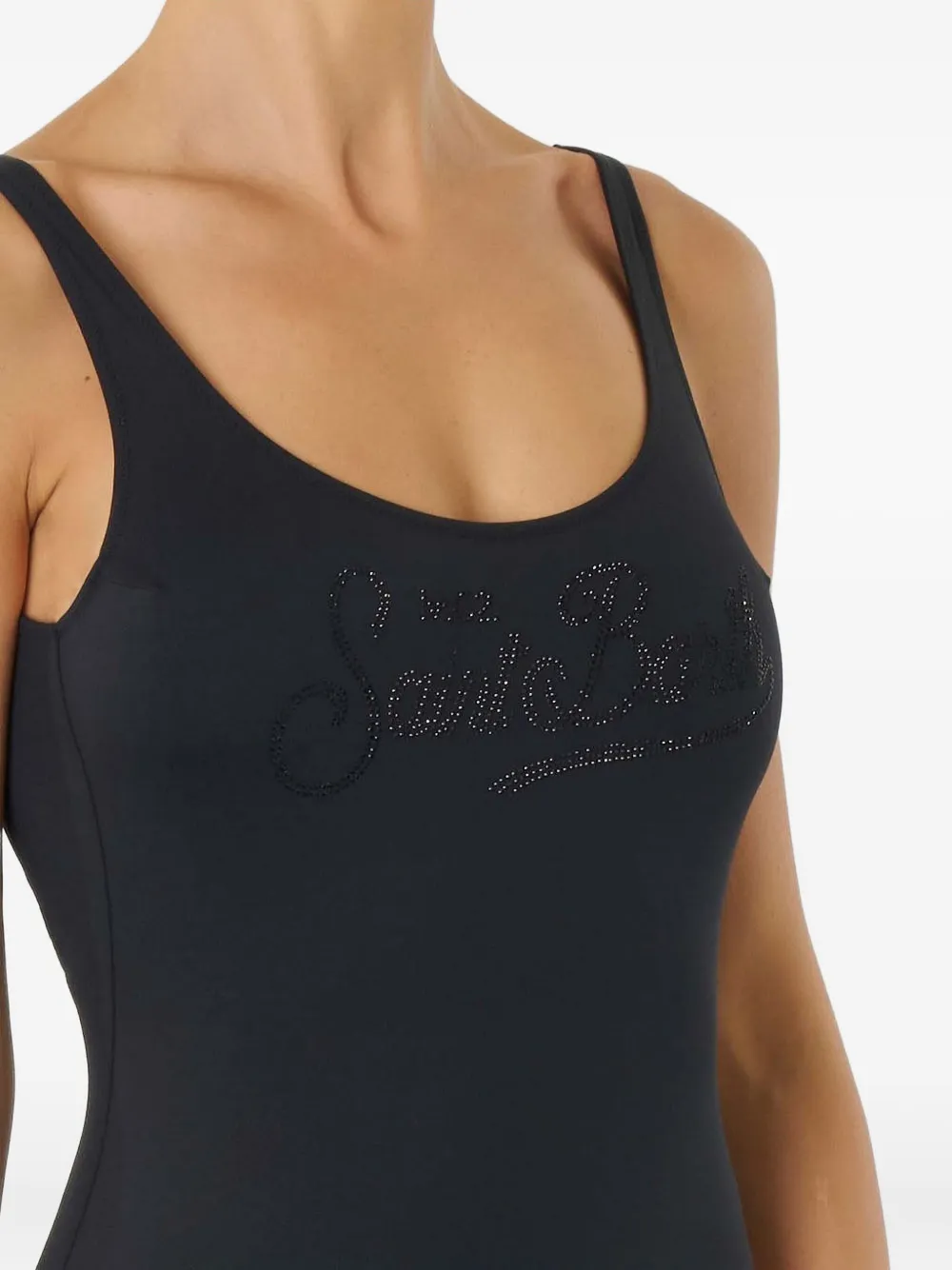 Mc2 Saint Barth Rhinestone-embellished Swimsuit In Black