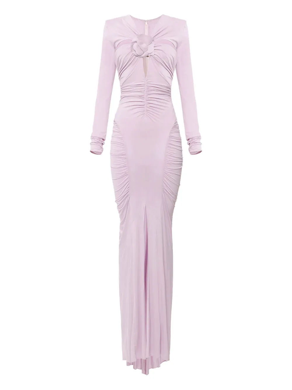 Elisabetta Franchi flower-embellished long-sleeve dress Roze