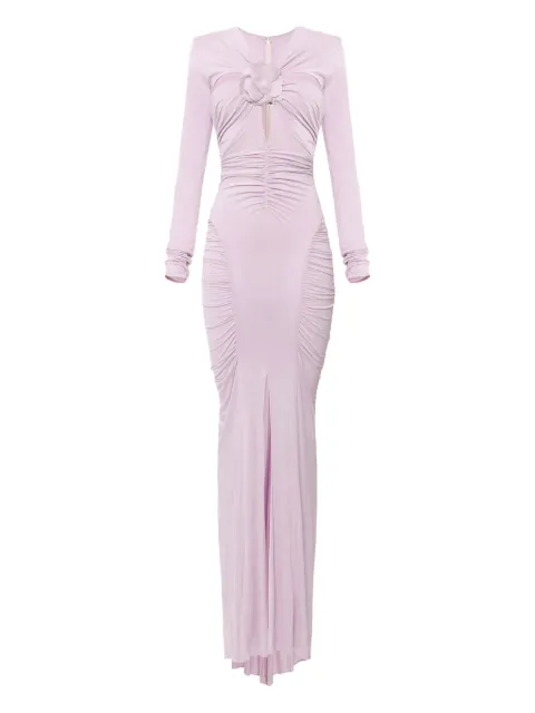Elisabetta Franchi flower-embellished long-sleeve dress