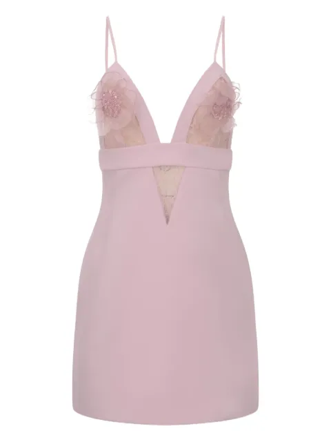 Elisabetta Franchi embellished lace-insert mini dress