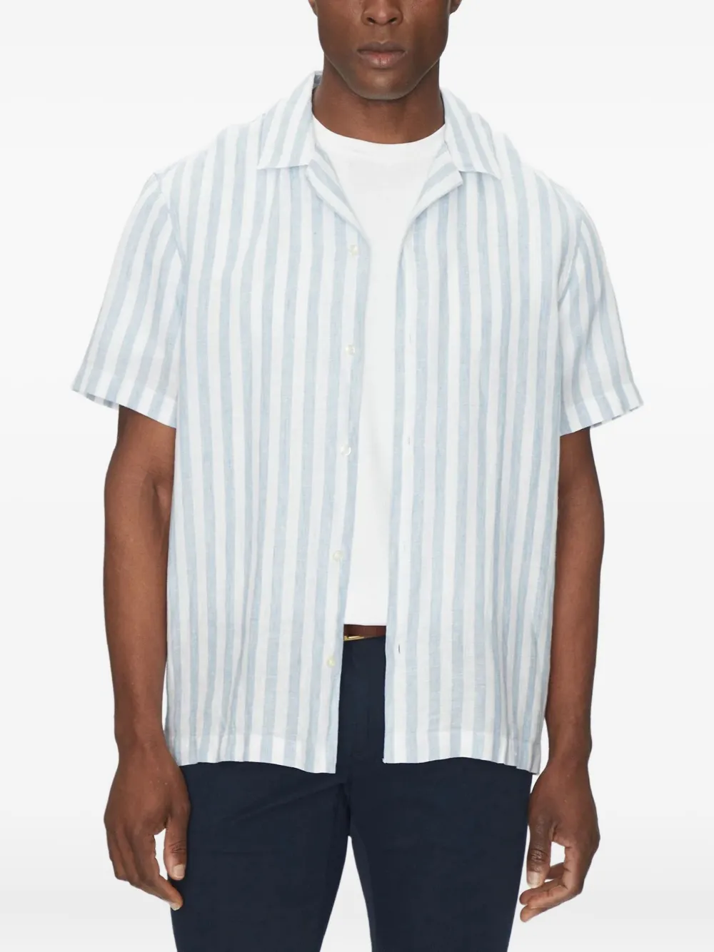 Michael Kors striped short-sleeve shirt Blauw