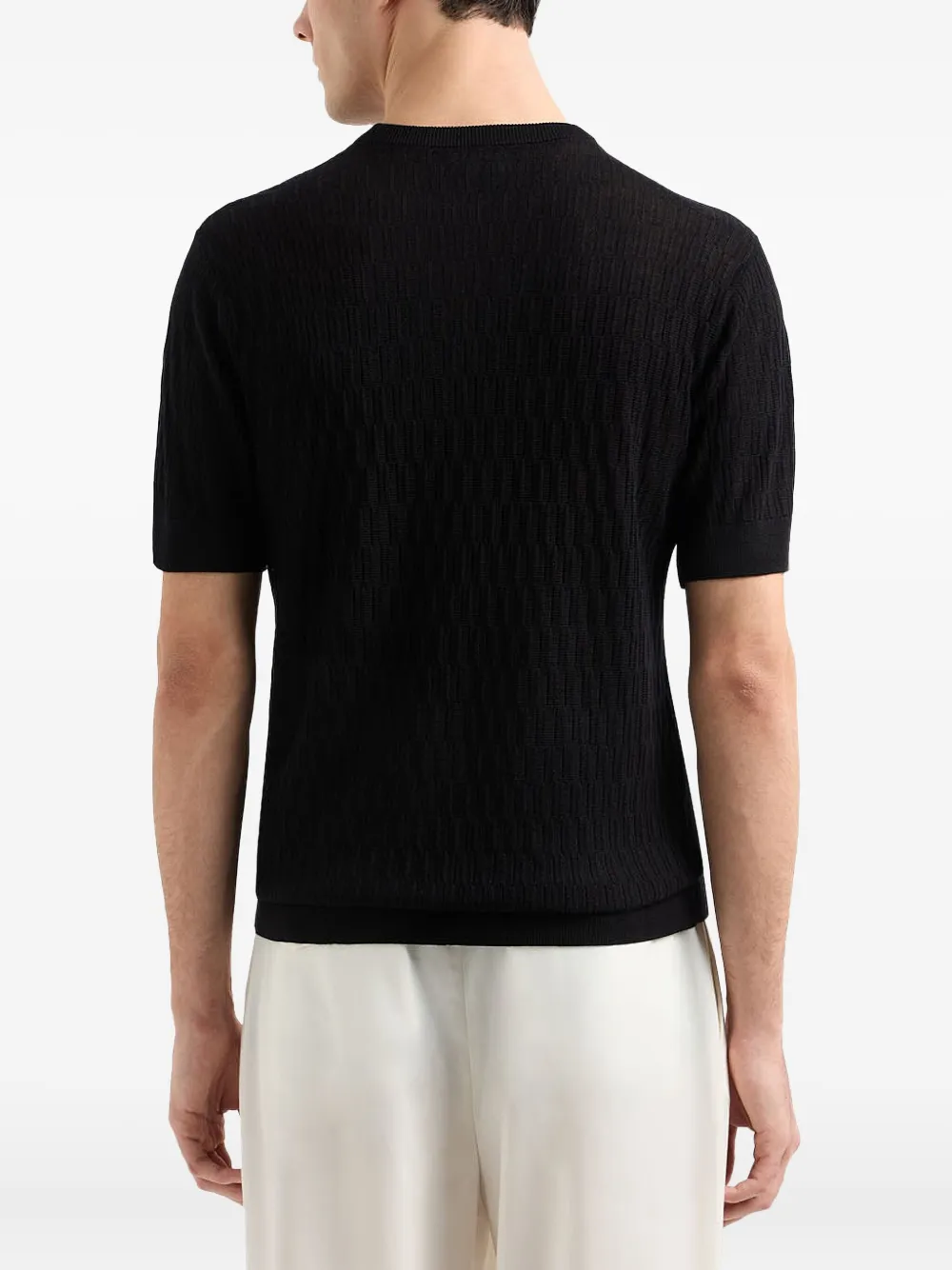 Emporio Armani Geribbelde trui met korte mouwen Zwart