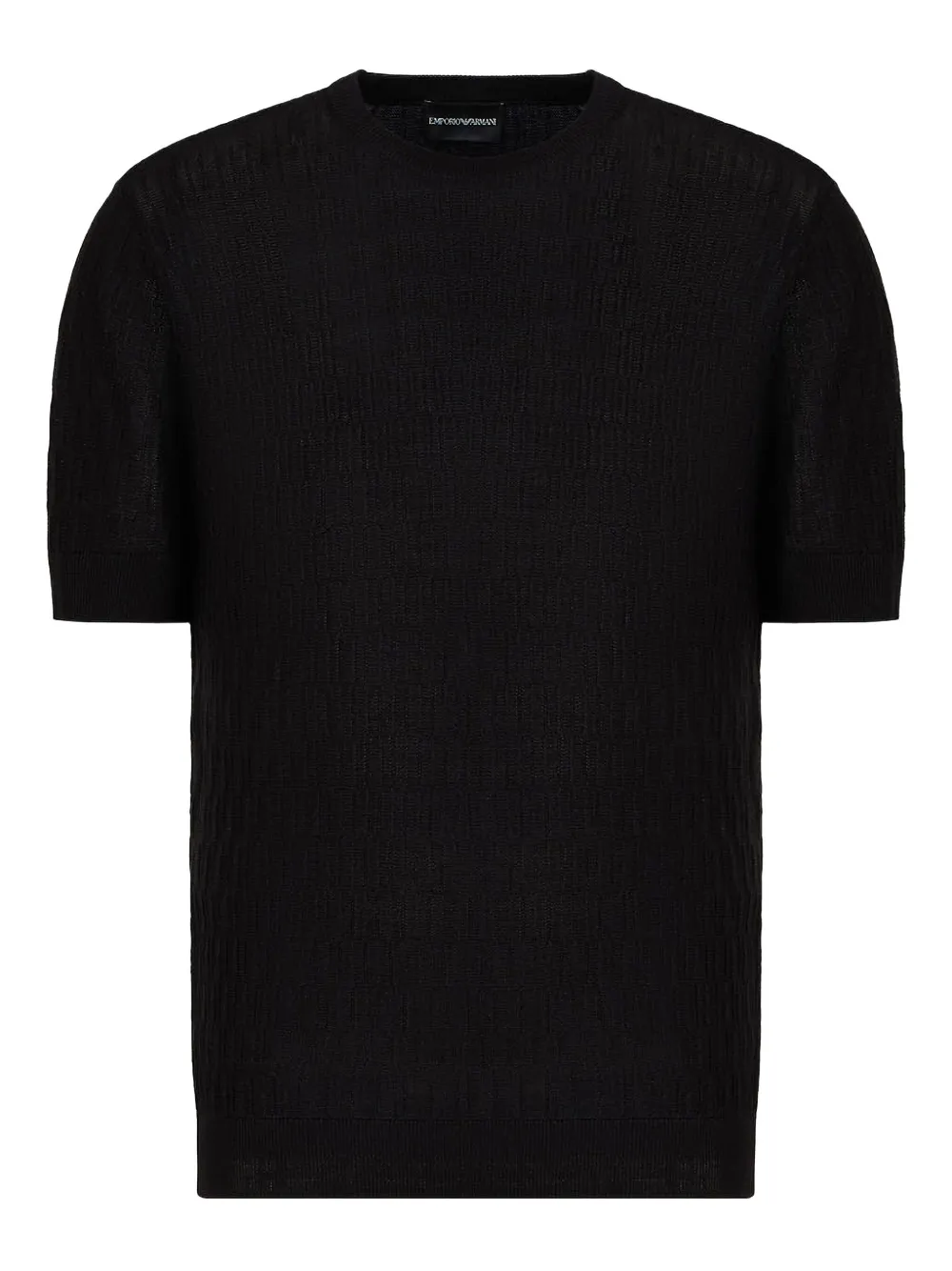 Emporio Armani Geribbelde trui met korte mouwen Zwart