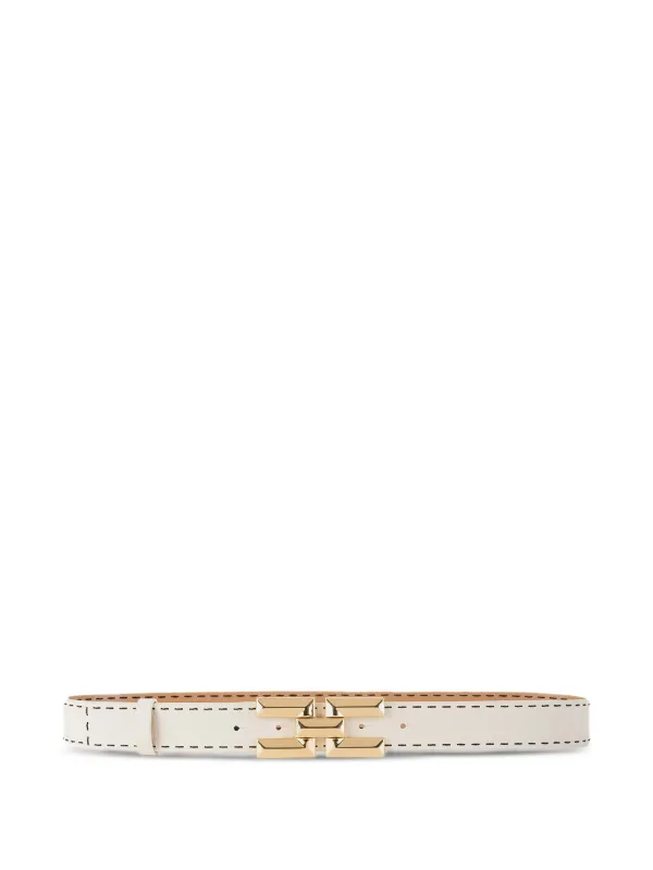 Elisabetta Franchi contrast-stitch Leather Belt White FARFETCH GE