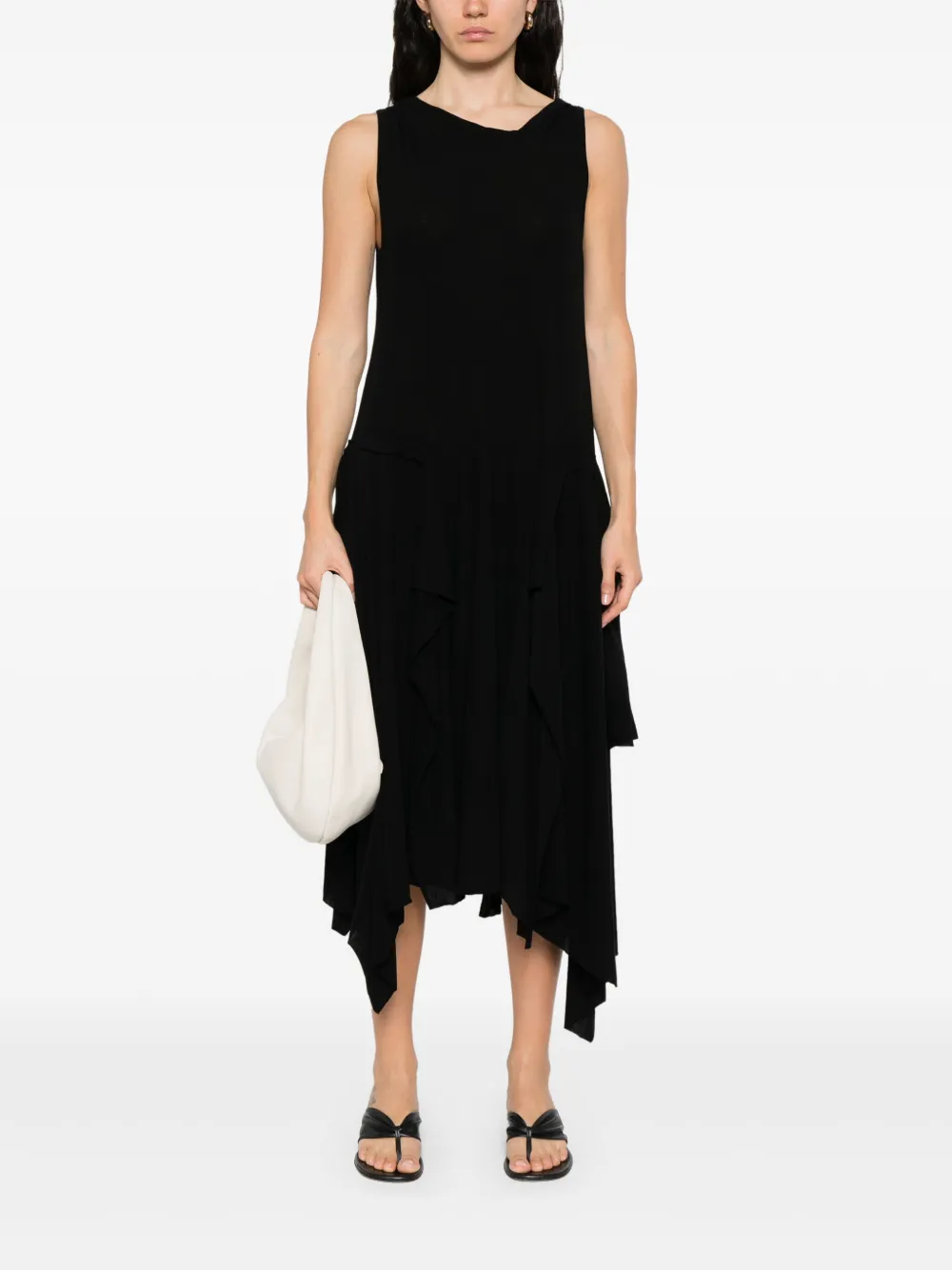 Yohji Yamamoto Asymmetrische midi-jurk - Zwart