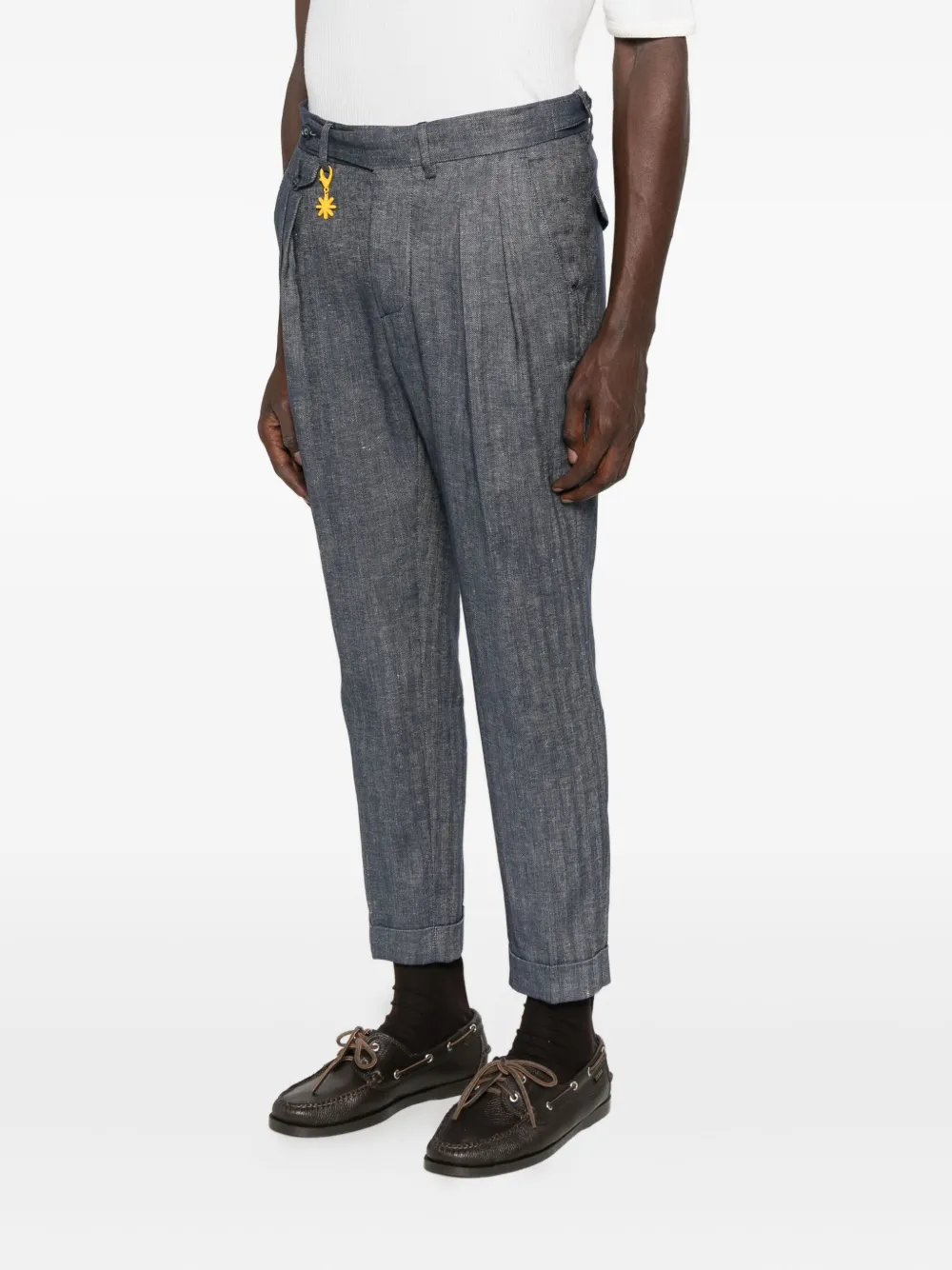 Manuel Ritz Broek met geplooid sterdetail Blauw