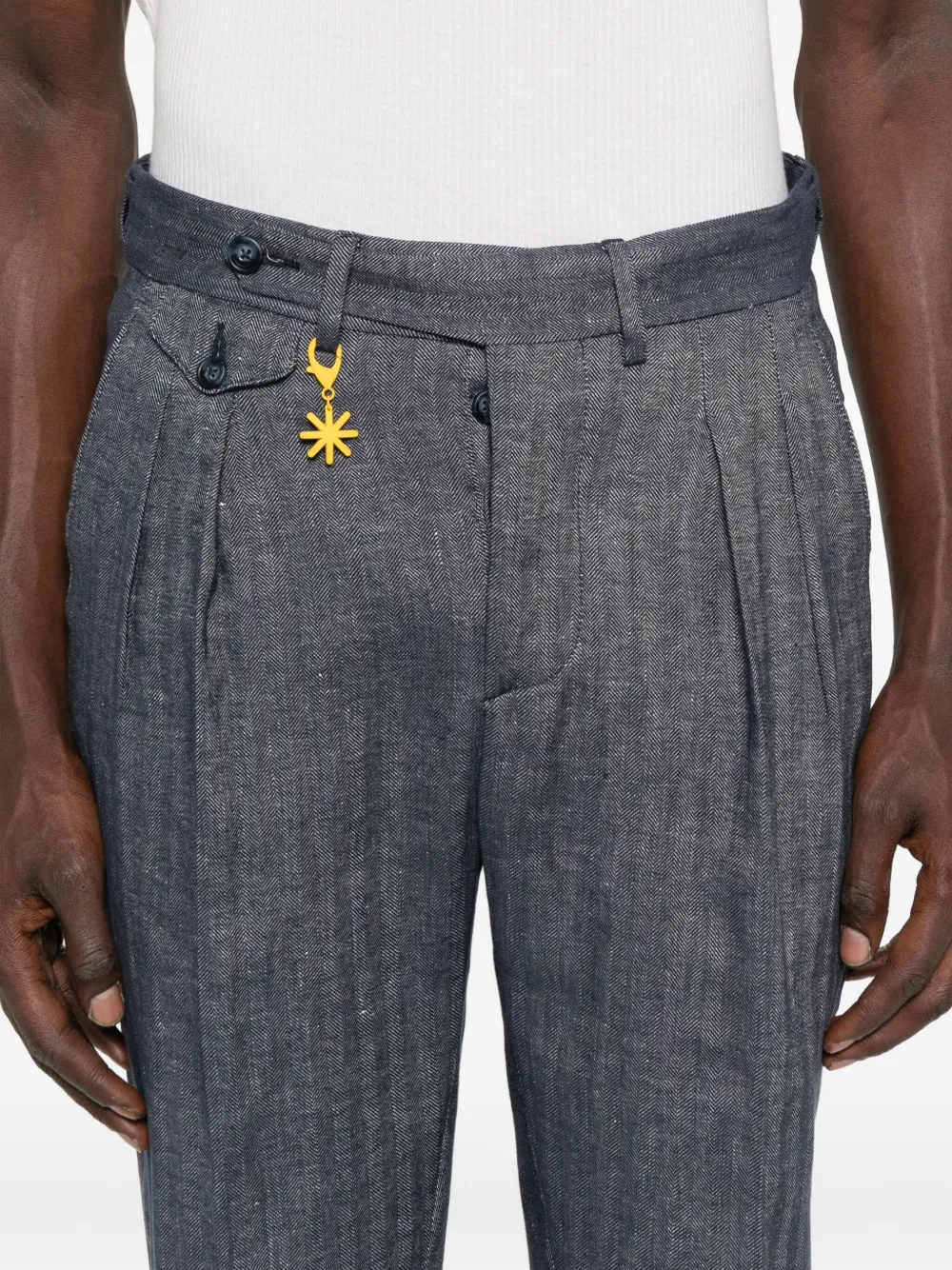 Manuel Ritz Broek met geplooid sterdetail Blauw