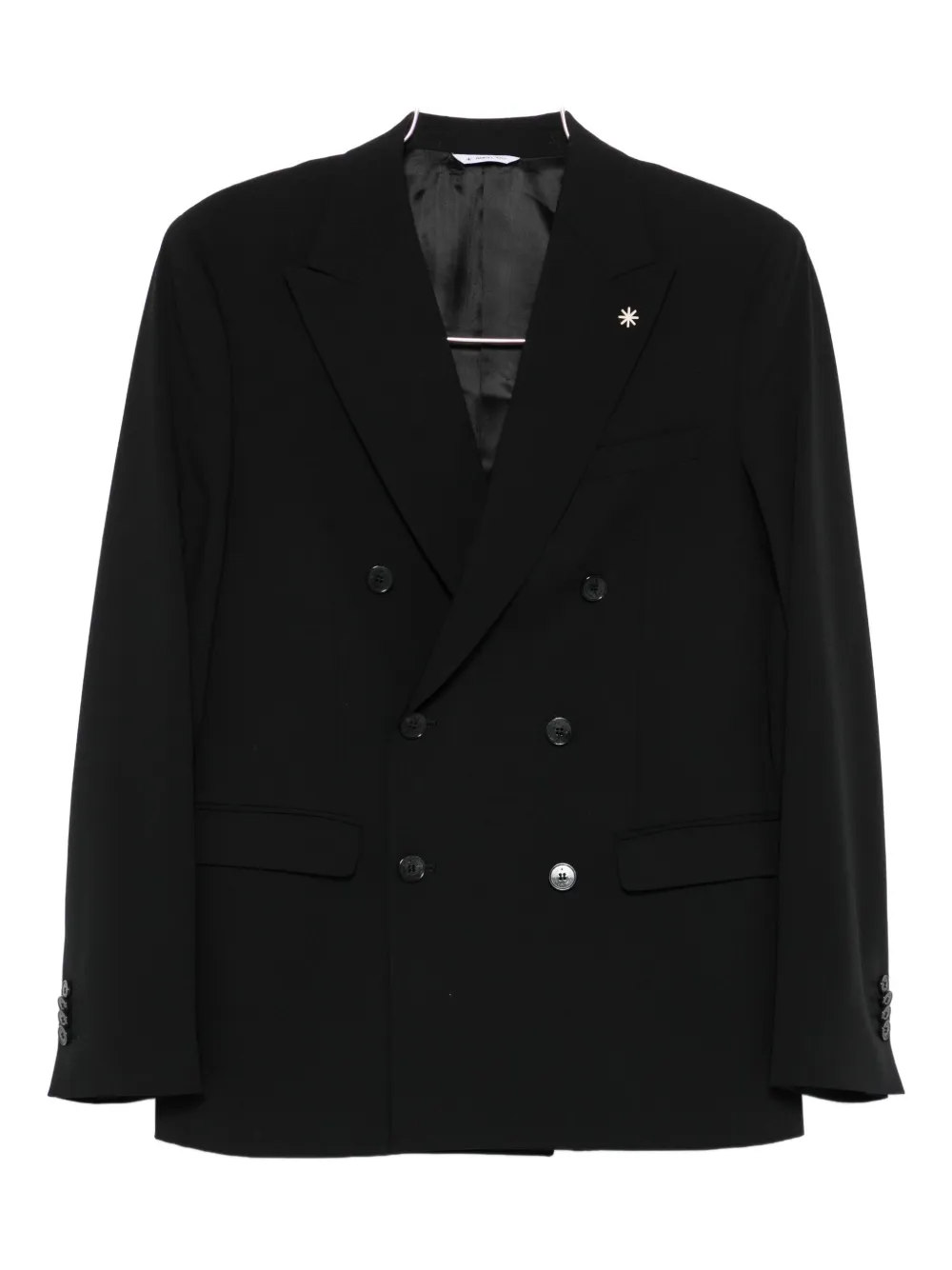 Manuel Ritz double-breasted welt-pocket suit – Black Manuel Ritz double-breasted welt-pocket suit – Black