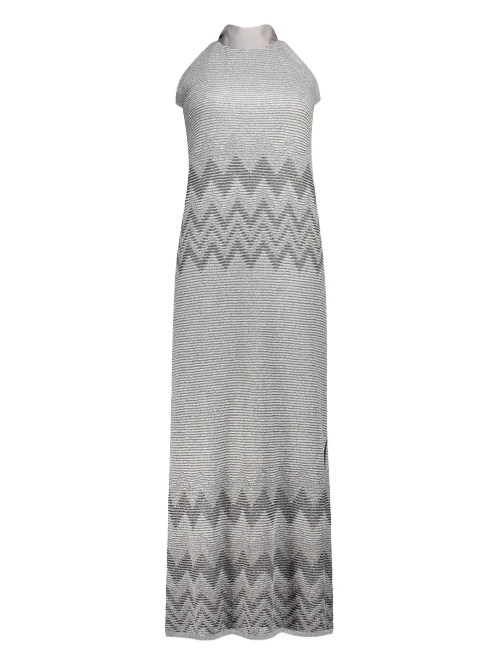D.Exterior metallic-knit halterneck dress - グレー D.Exterior metallic-knit halterneck dress - グレー