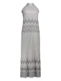 D.Exterior metallic-knit halterneck dress - Grey
