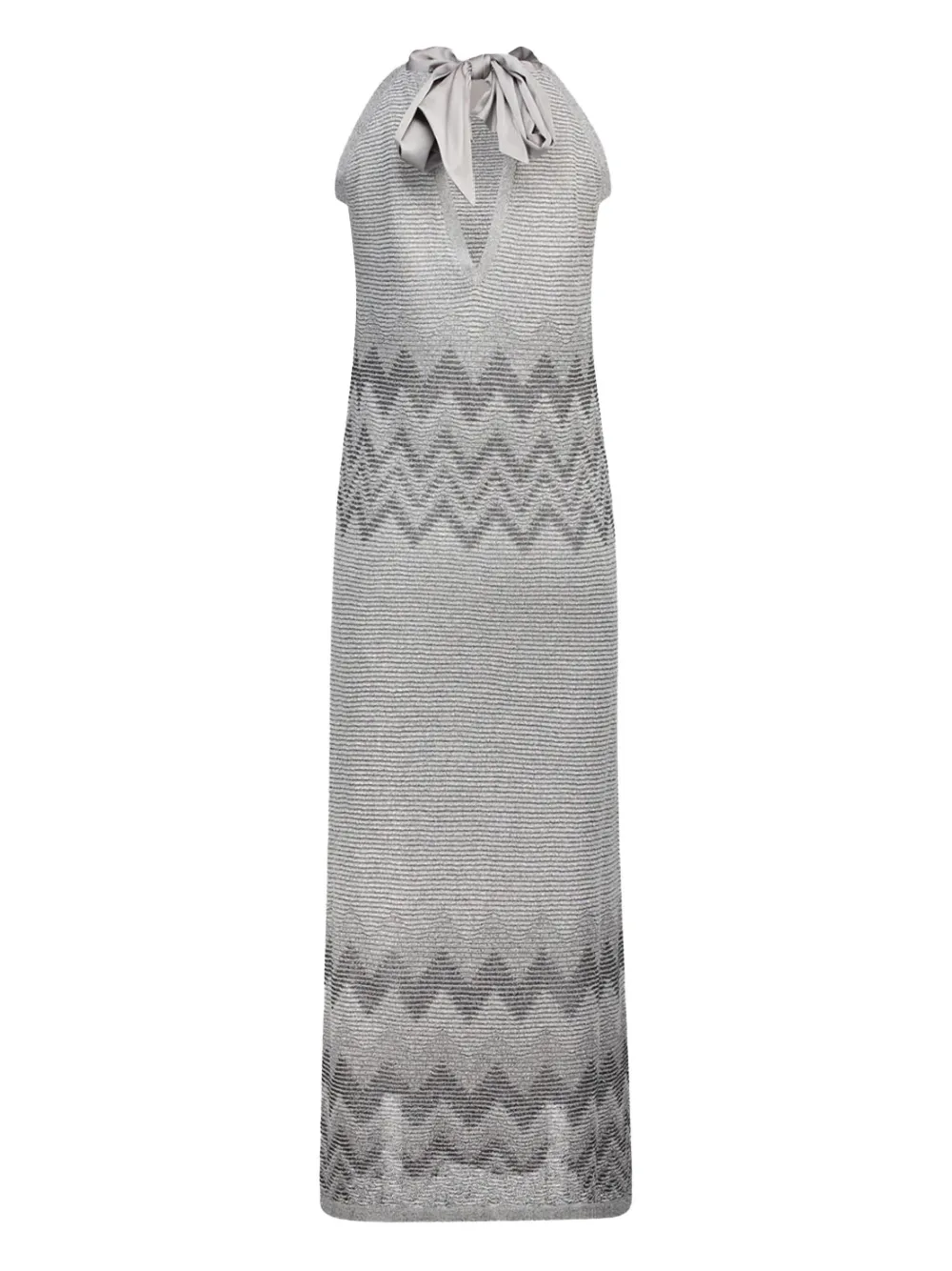 D.Exterior Metallic jurk met halternek Grijs