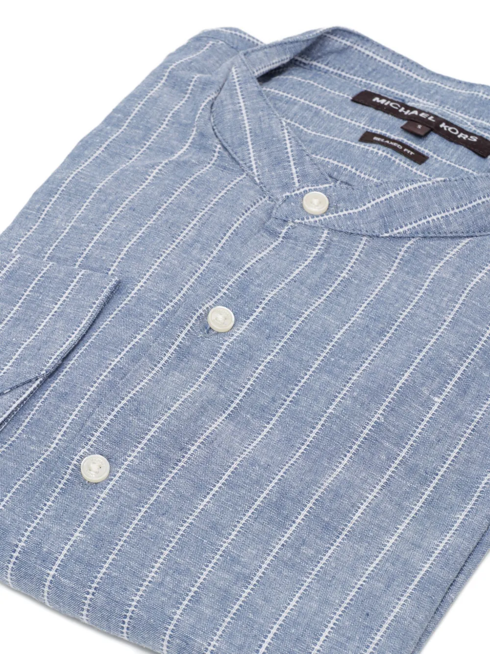 Michael Kors mandarin-collar striped shirt Blauw