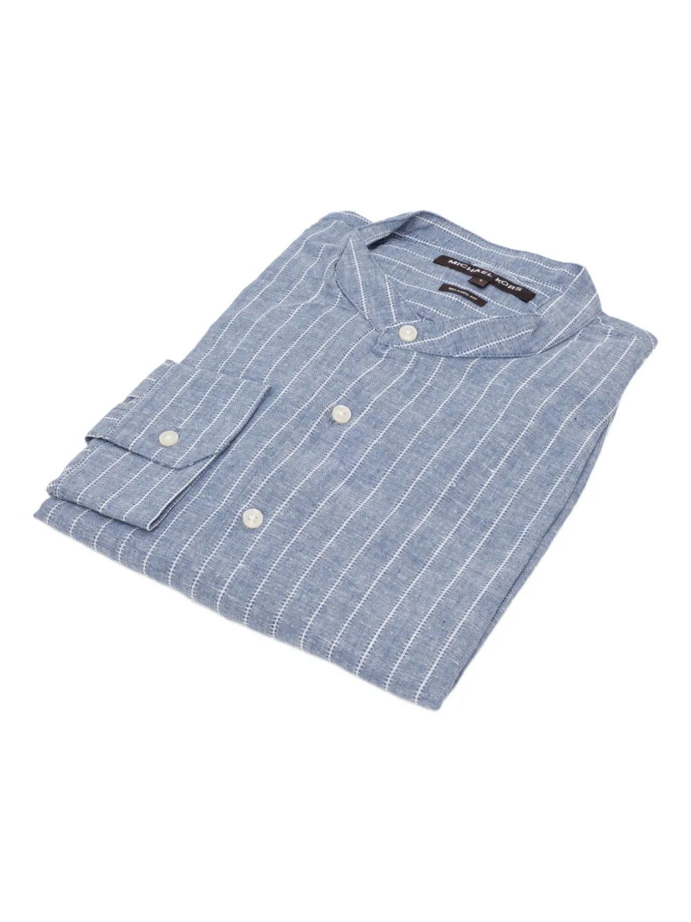 Michael Kors mandarin-collar striped shirt Blauw