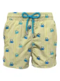 MC2 Saint Barth crab-print striped swim shorts - Yellow