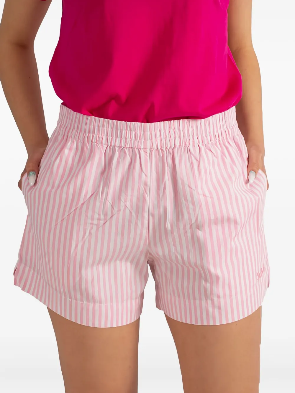 Mc2 Saint Barth Striped Shorts In Pink