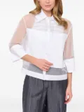 D.Exterior sheer-panelled cotton shirt - White