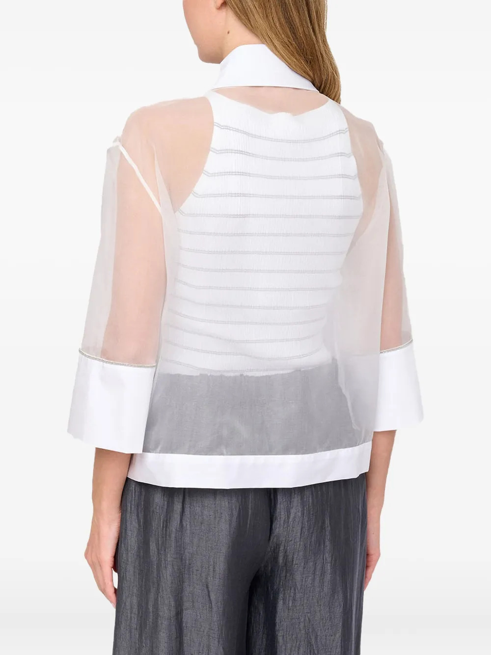 D.Exterior Katoenen blouse met transparant vlak Wit