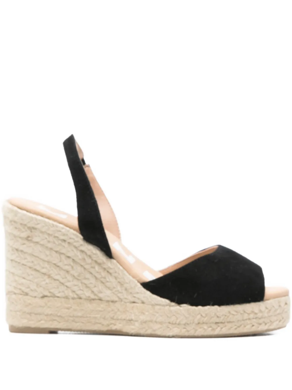 Manebi 100 mm espadrilles met open neus en sleehak Zwart