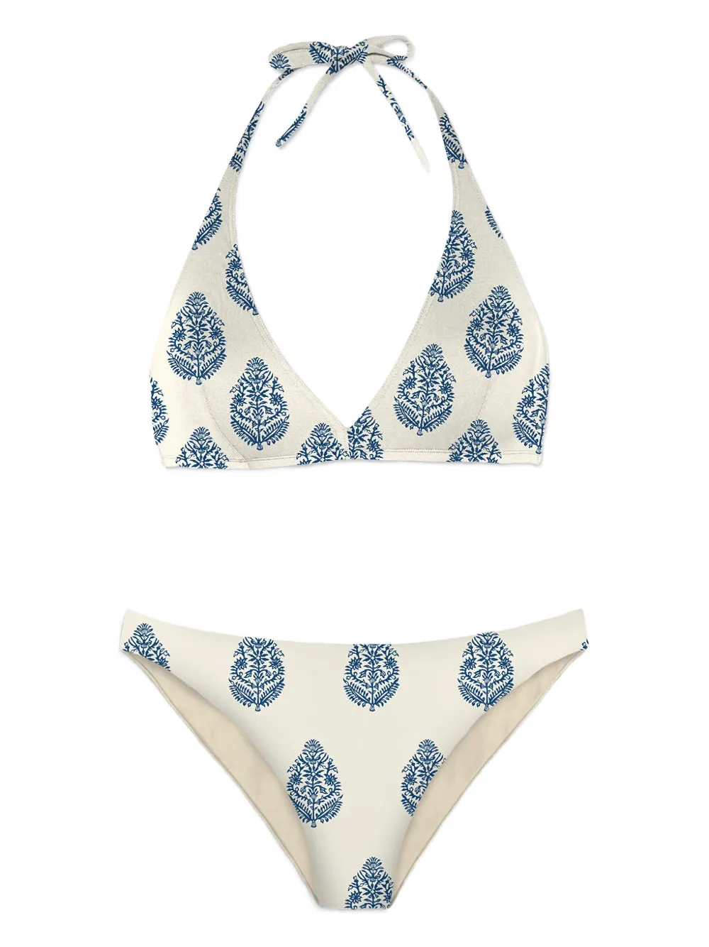MC2 Saint Barth Bikini met grafische print en halternek Beige