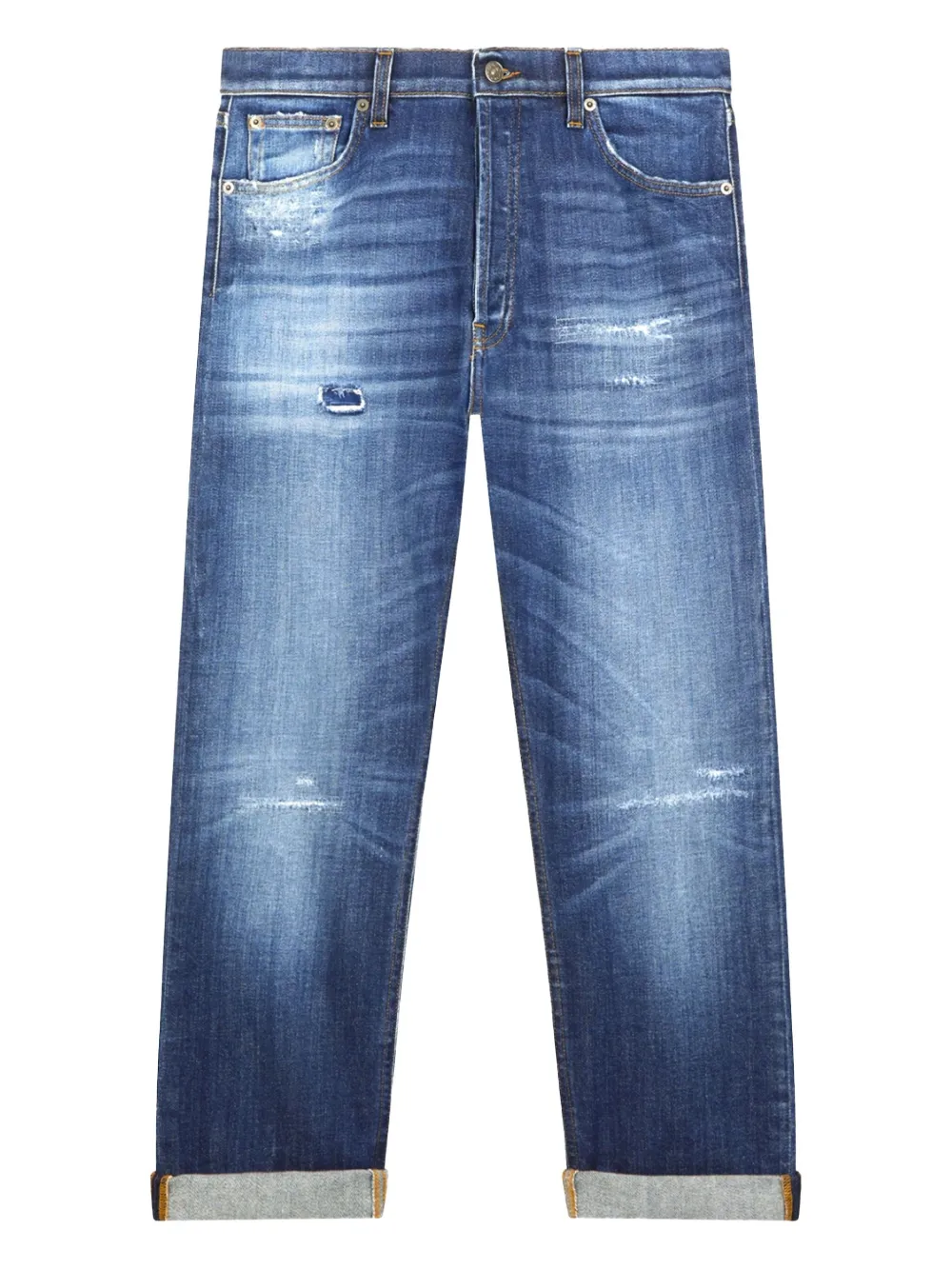 DONDUP distressed five-pocket jeans Blauw
