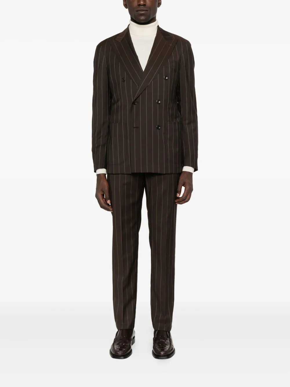 Tagliatore pinstripe welt-pockets suit Bruin