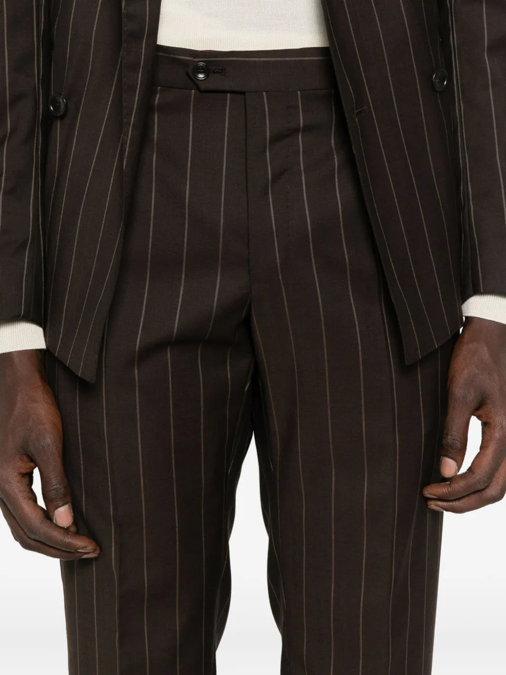 Tagliatore pinstripe welt-pockets suit Bruin