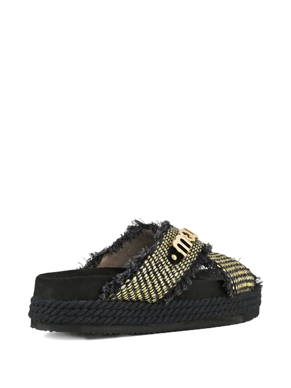 Mou cross-strap rope-trimmed sandals Black