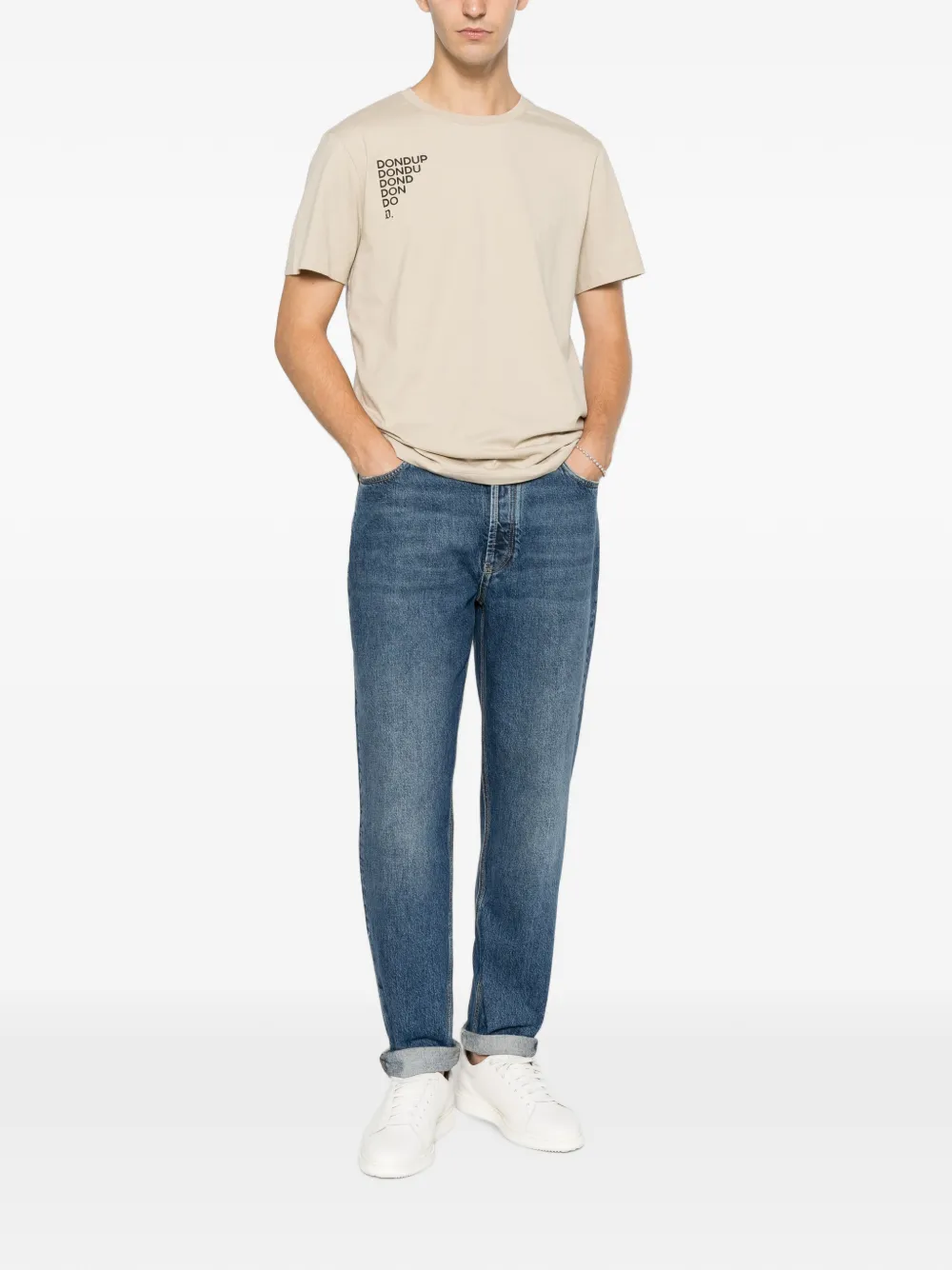 DONDUP T-shirt met logoprint Beige