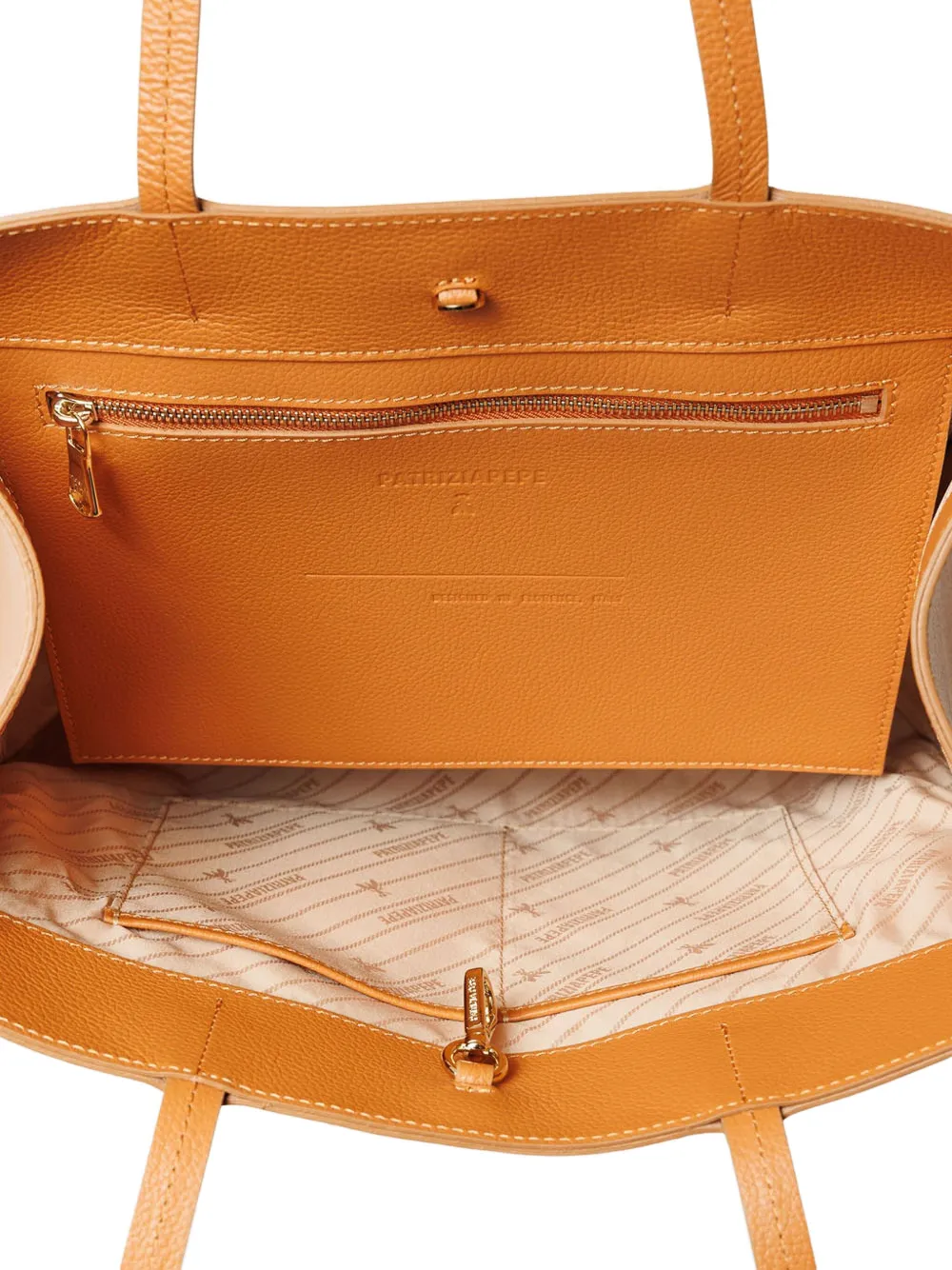 Patrizia Pepe Leren shopper Oranje