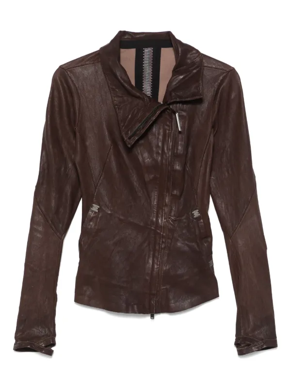 ISAAC SELLAM レザー　カットソー　ニット　ブラウン Isaac Sellam Experience Prudente Neo Leather Jacket | Brown | FARFETCH