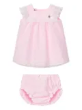 Paz Rodriguez lace-trimmed swiss-dot dress set - Pink