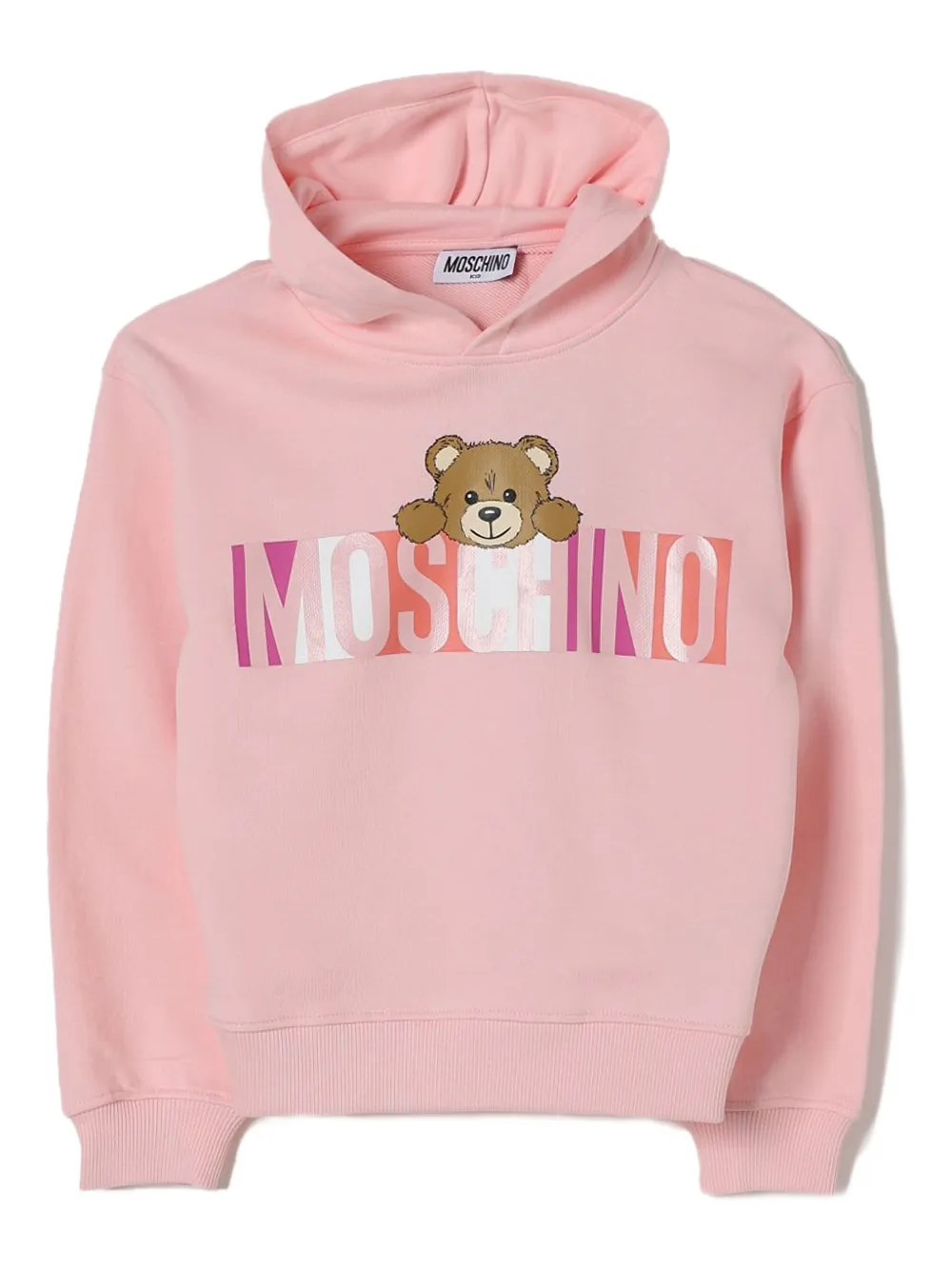 Moschino Kids Teddy Bear-print logo hoodie - Rosa
