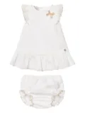 Paz Rodriguez Lino embroidered ruffled dress set - White