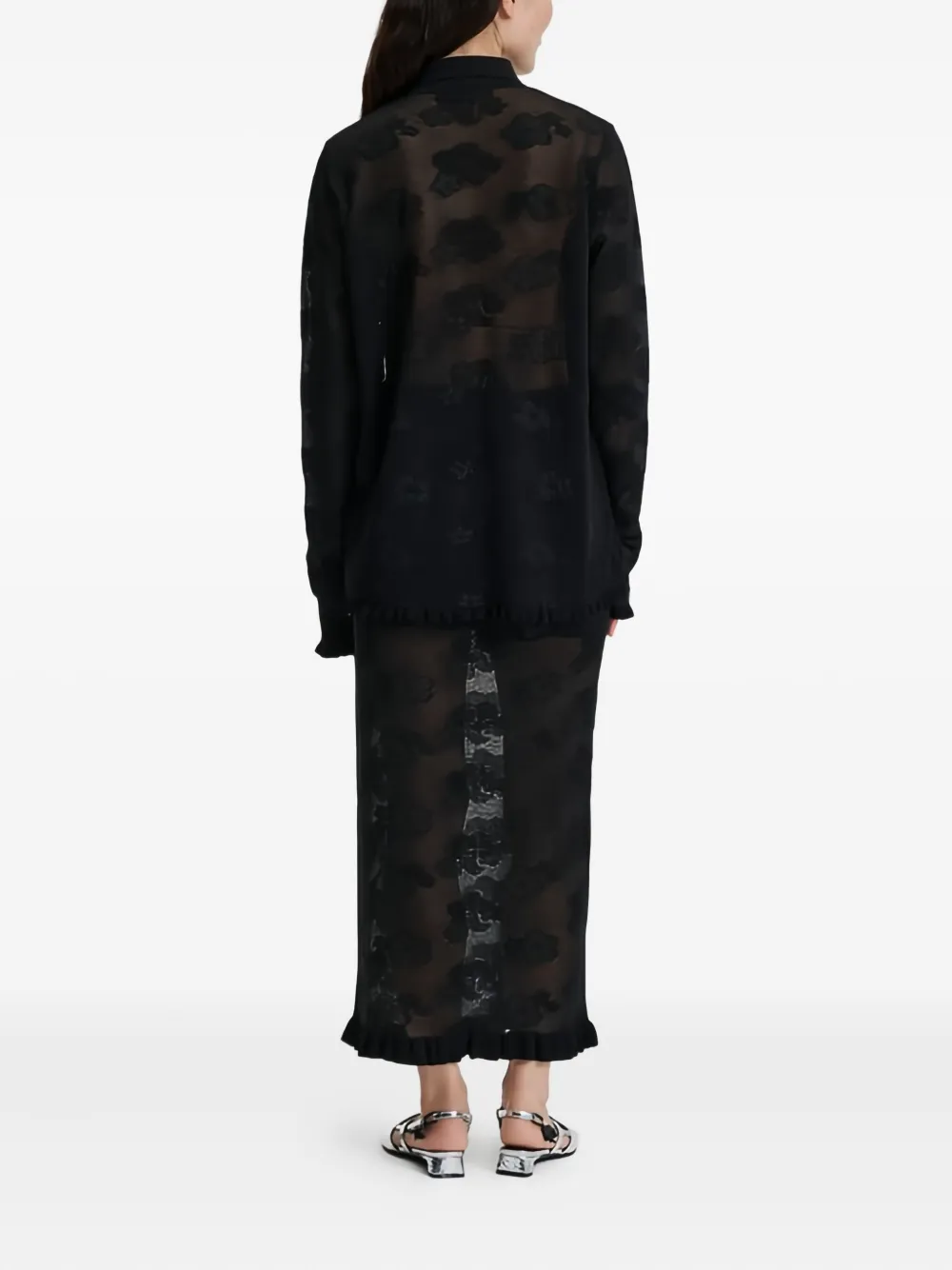 Cecilie Bahnsen floral-pattern ruffled skirt Zwart