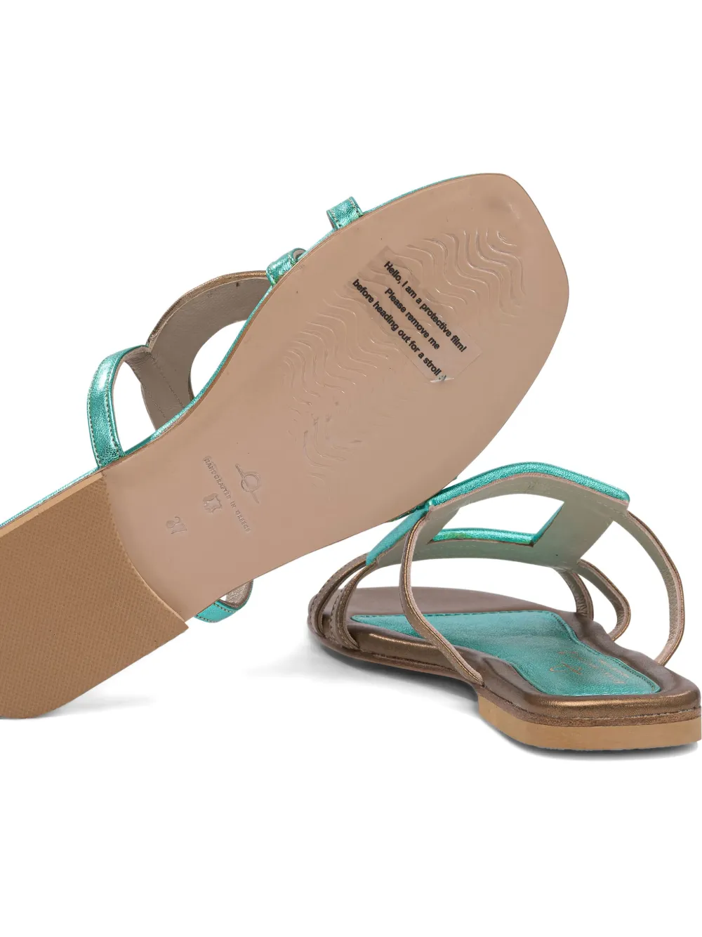 Elina Linardaki metallic buckle sandals Green