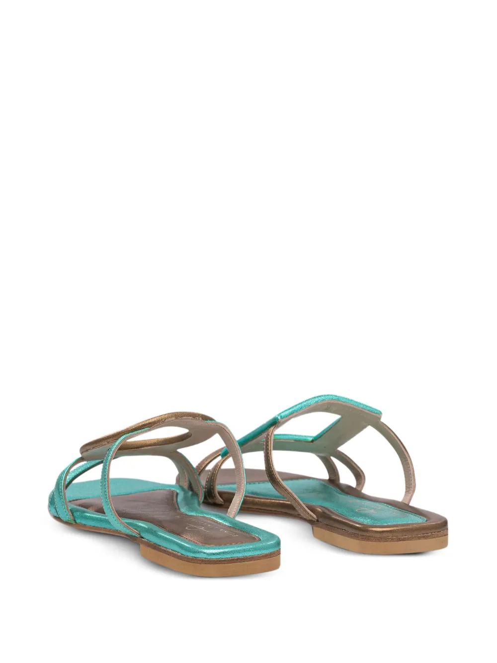 Elina Linardaki metallic buckle sandals Green
