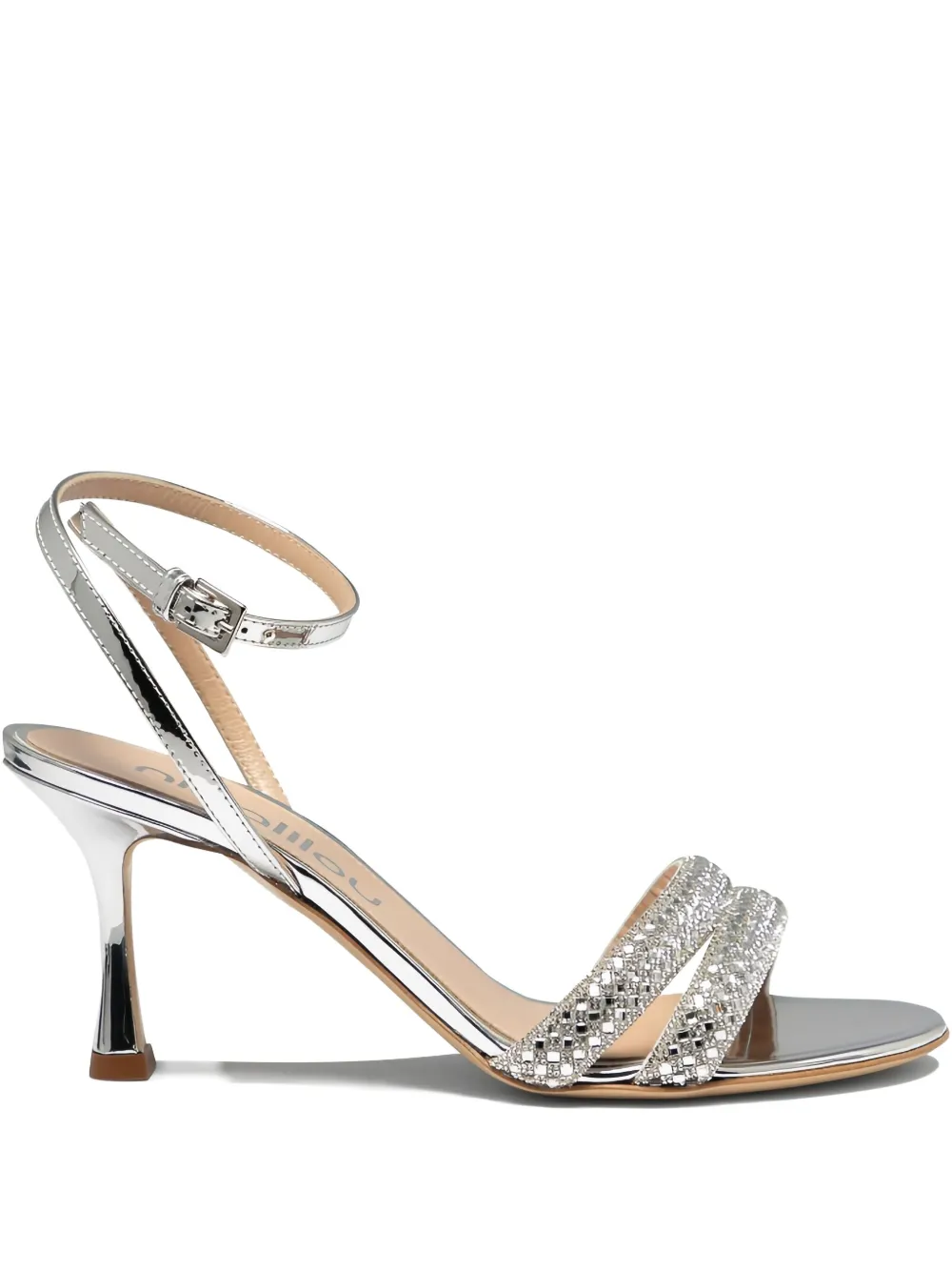 Ninalilou 70mm crystal-embellished ankle-strap sandals Silver
