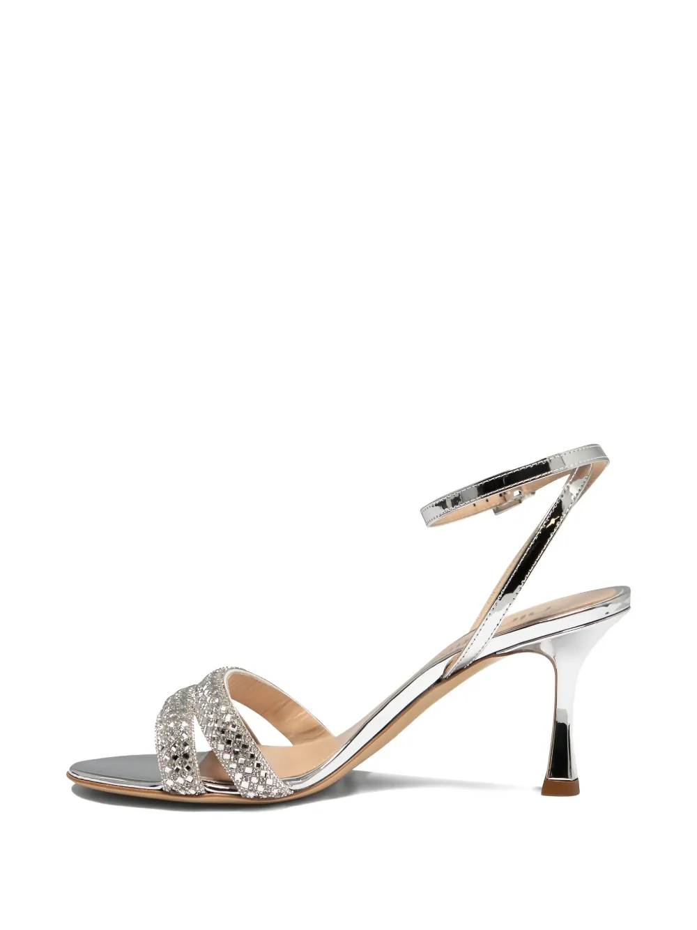 Ninalilou 70mm crystal-embellished ankle-strap sandals Silver