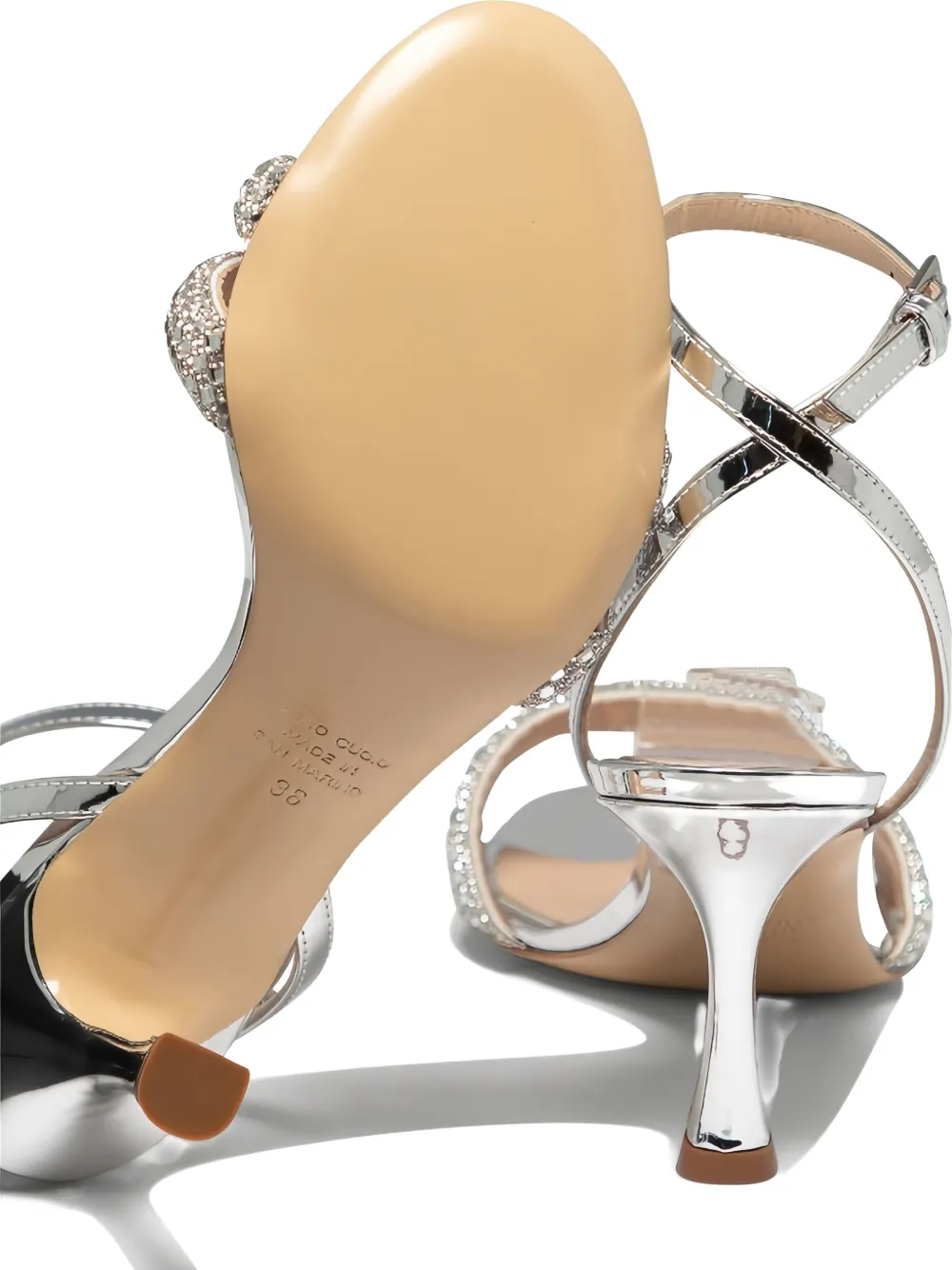 Ninalilou 70mm crystal-embellished ankle-strap sandals Silver