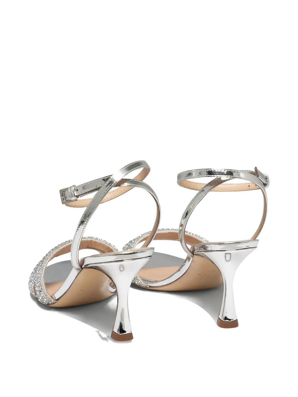 Ninalilou 70mm crystal-embellished ankle-strap sandals Silver